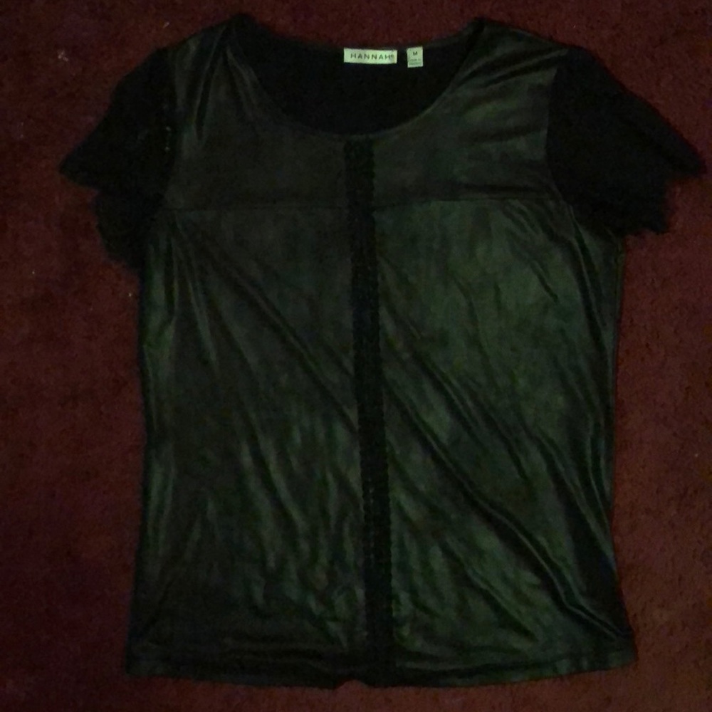 Pleather & Lace Blouse